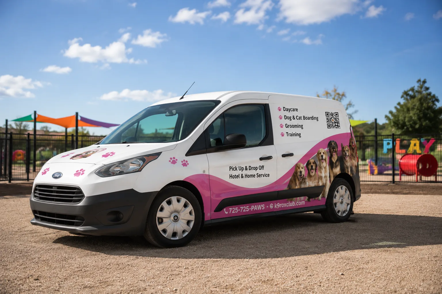 K9 Rox Club pet valet van for hotel pickup and drop-off in Las Vegas